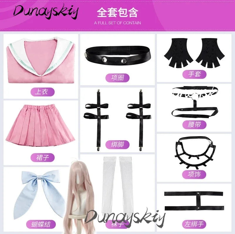 Miu Iruma Cosplay Costume with Wig Glasses Outfit Role Play Clothes Hair Prop For Christmas Halloween Customized