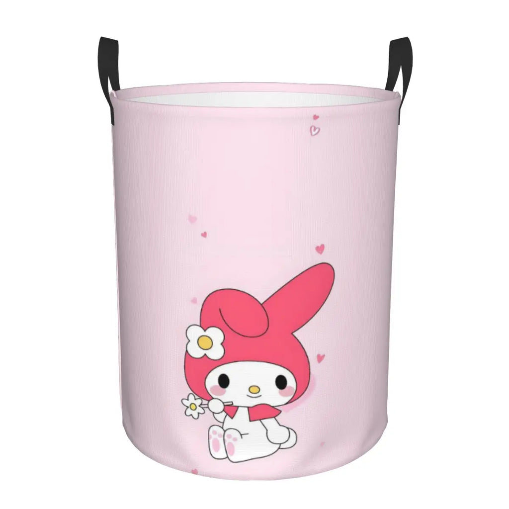 Custom Melody Laundry Basket Collapsible Pink Rabbit Clothes Hamper for Baby Kids Toys Storage Bin