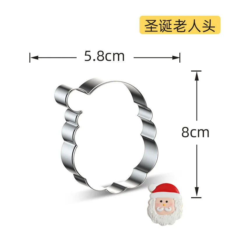 Christmas Cookie Cutter Stainless Steel Biscuit Mold Baking Tool Christmas Theme Snowflake Santa Claus Cake Biscuit Mould M542