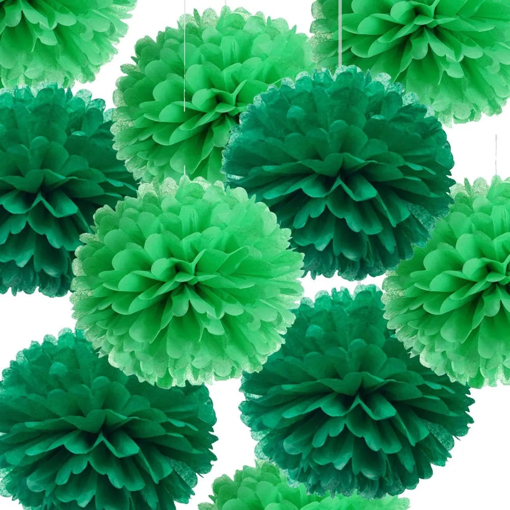 10 pcs 14" Red and Gold Tissue Pom Poms Kit DIY Decorative Paper Flowers Ball for Christmas New Years Eve