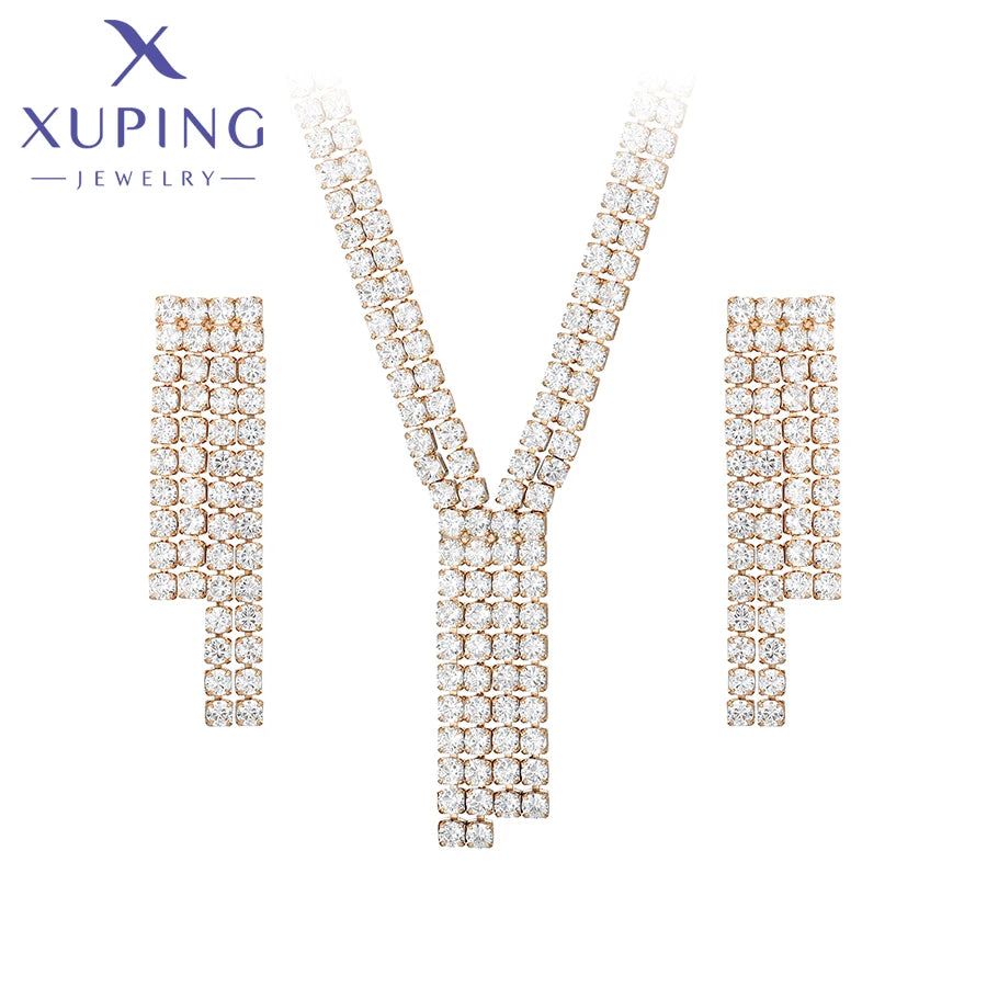 Xuping Jewelry New Arrival Fashion Luxury Trendy Pendant Necklace Earring Set for Women Christmas Party Gift X000872863