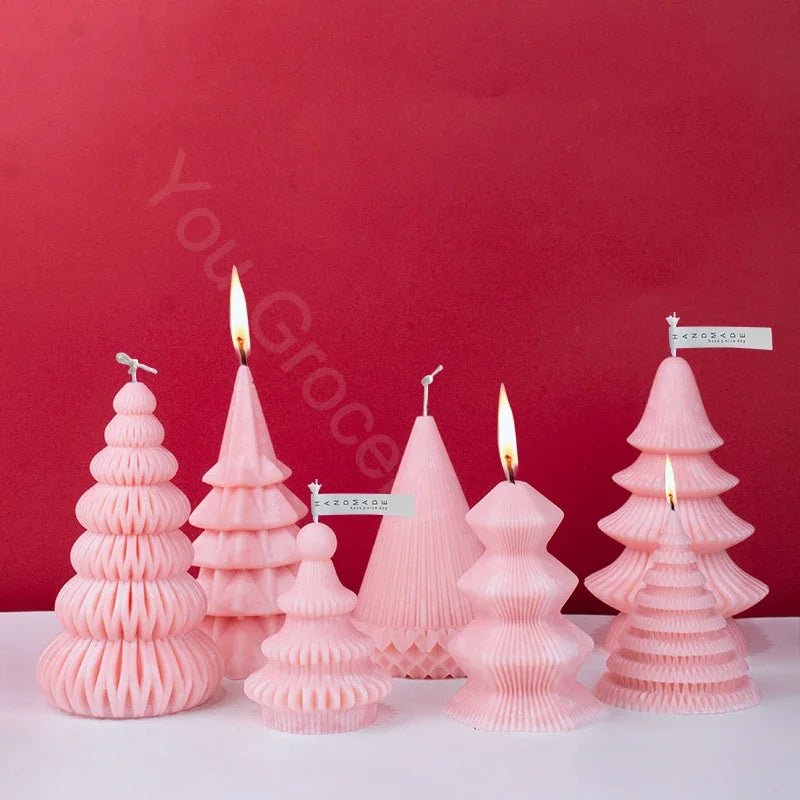 Christmas Tree Candle Molds Handmade Home Decoration Wax Candle Silicone Mould Fragrance Aroma Gypsum Plaster Ornament Mold