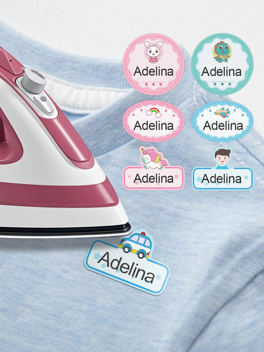 Customized Ironing Clothes various shapes Stickers baby Name Safty tags Kindergarten Waterproof versatile for ironing or sewing
