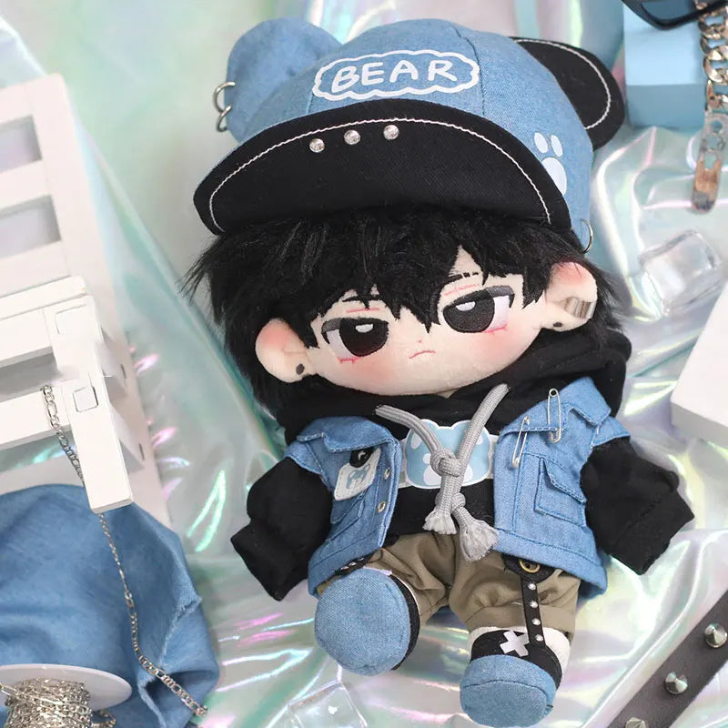 20cm Trendy Boy Pure Cotton Plush Doll Clothes Fashionable Street Dance Youth Cosplay Hoodie Denim Jacket Baby Birthday Gift