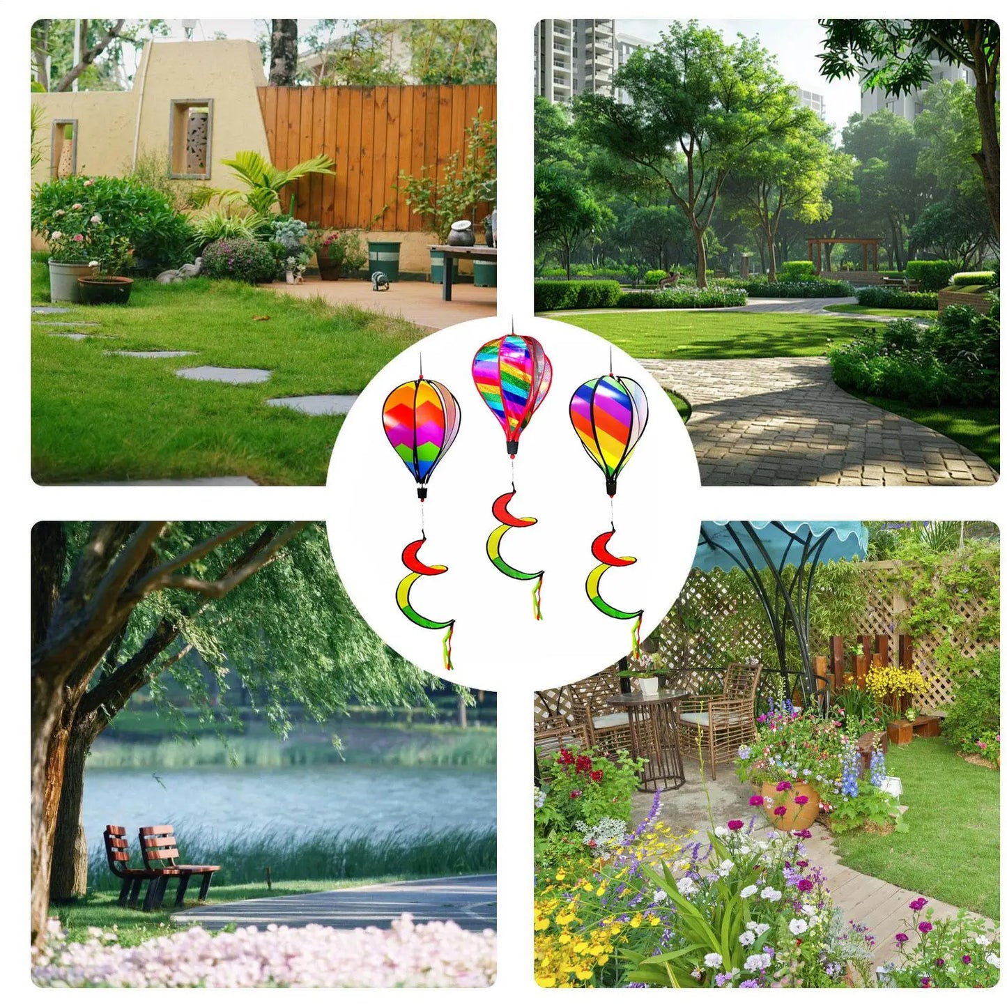 Hot Air Balloon Wind Spinners 3X Air Balloon Wind Spinner Windsock Ornament Outdoor Decoration For Yard Garden Patio Fences