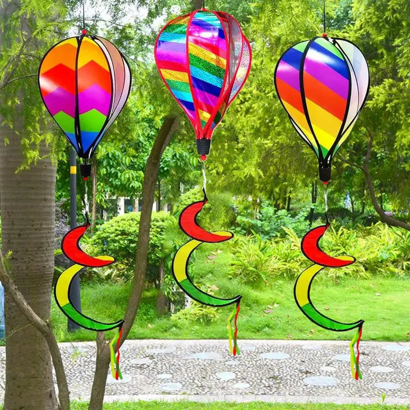 Balloon Wind Spinner 3X Hot Air Balloon Windmill Windsock Ornament Outdoor Decoration For Yard Garden Patio Fences Tree Birthday