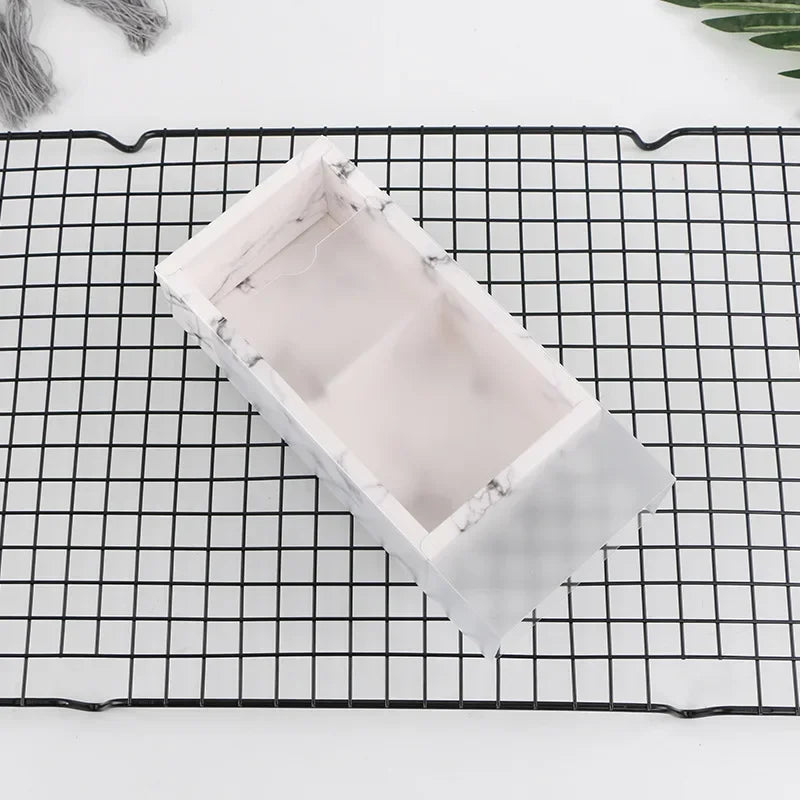 10Pcs 2 Grid Mooncake Boxes Clear Window Cardboard Gift Box Egg Yolk Crisp Cookies Candy Cake Box Birthday Christmas Party Favor