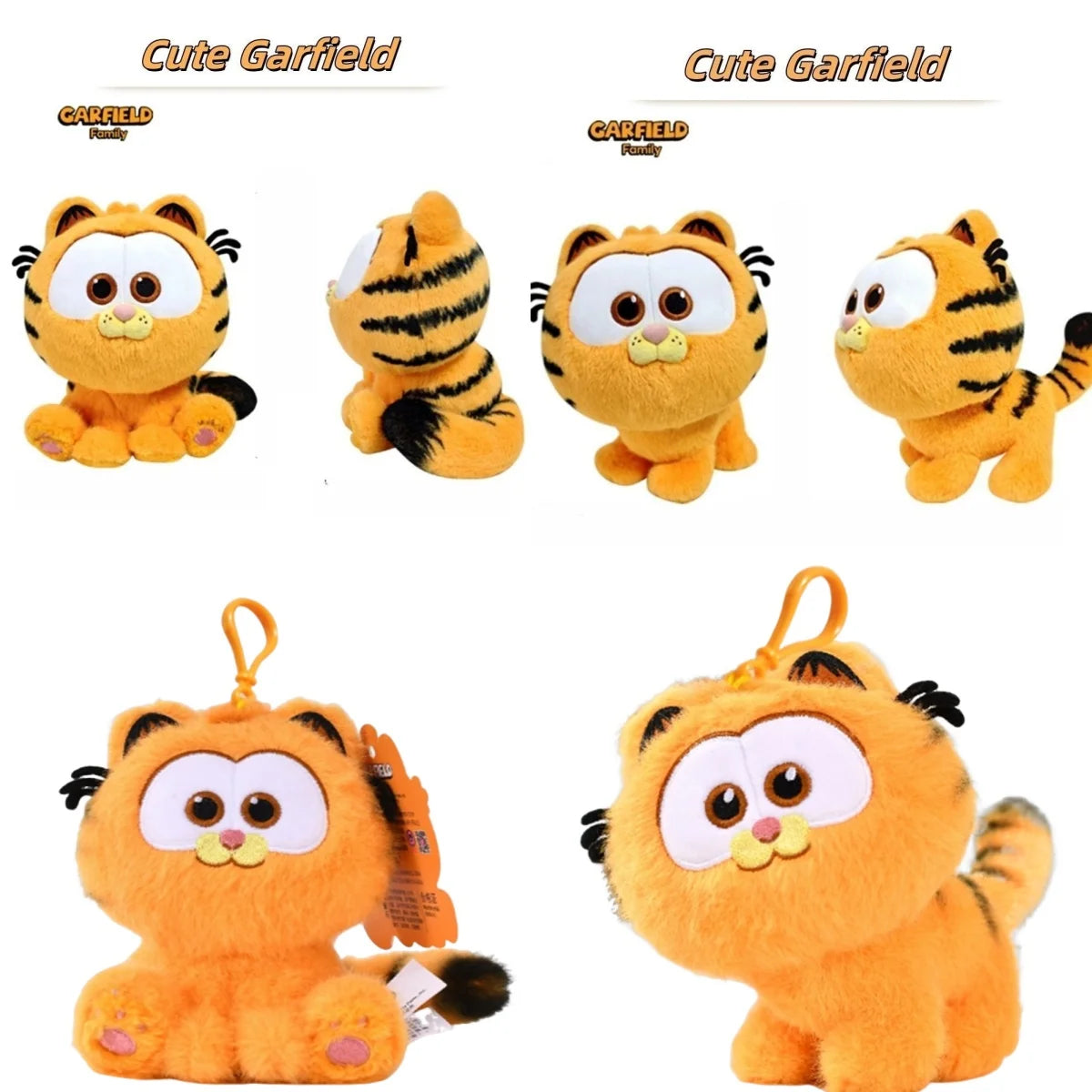 Kawaii Original Garfield Plush Doll Keychain Cartoon Anime Movie Stuffed Plushie for Bags Decor Birthday Christmas Gift