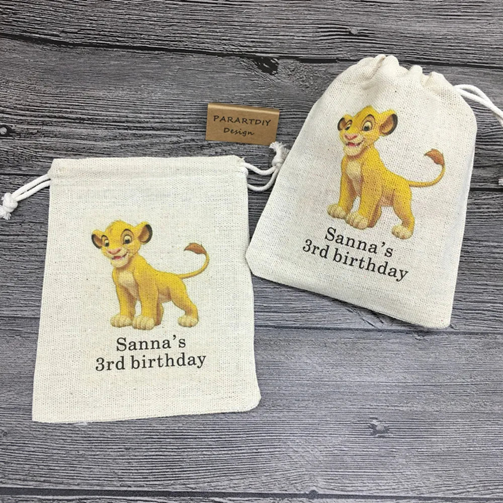 20pcs personalize any cartoon lion Birthday Gift favor bags, Baby Shower thank you gift bags, Christening baptism gift bags