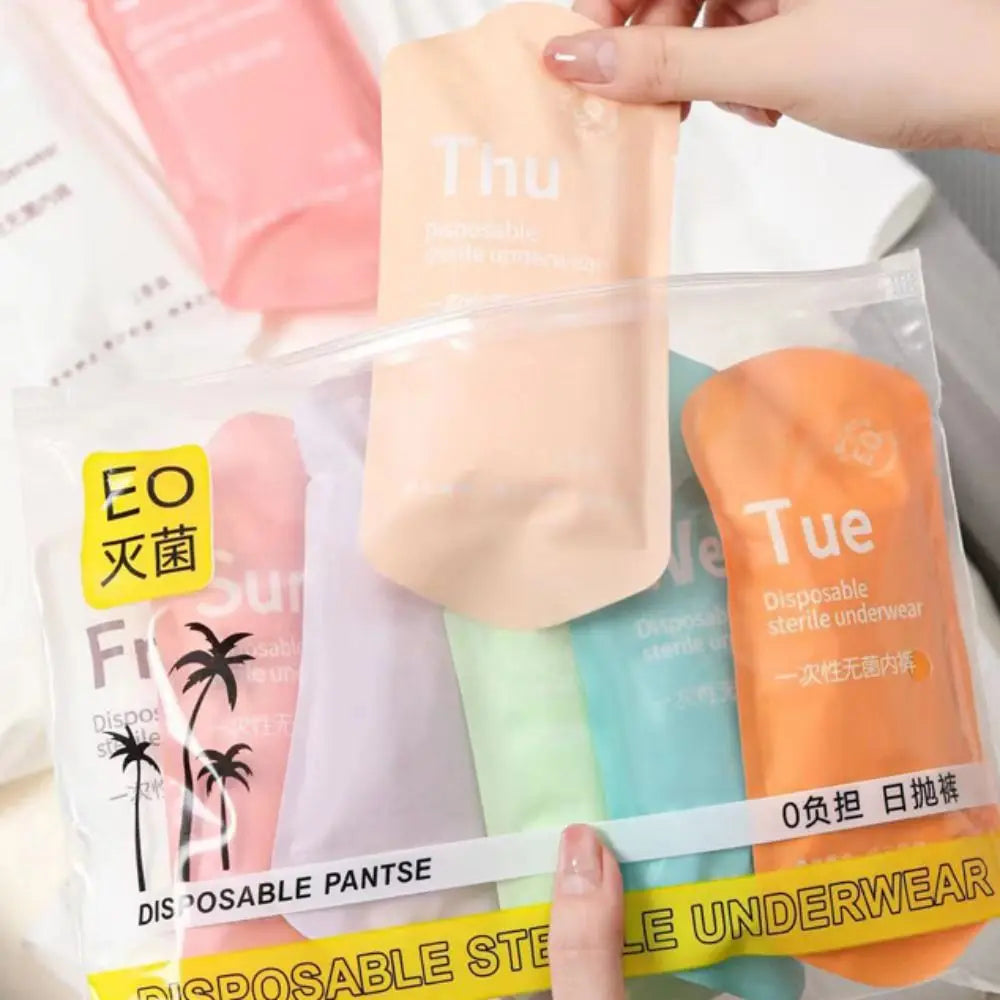 5/7Pcs Traceless Women's Disposable Panties Mid Waist Plus Size Lace Seamless Briefs Underpants Lingerie Underwears for Women