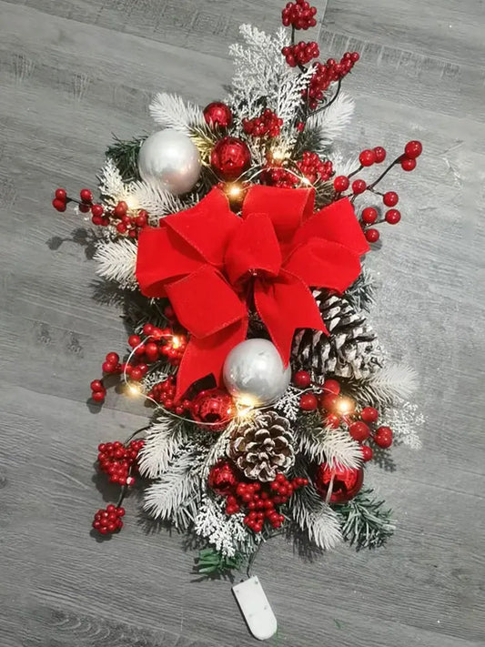 Christmas Swag Wreath Without/with Light LED Wreath Novelty Front Door Garland Wall Decor Xmas Decoration Party Supplies