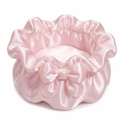 3D-Printed Petal Bow Storage Box Multi-Function Satin Ruffled Desktop Storage Box Elegant Ornaments Jewelry Storage Case
