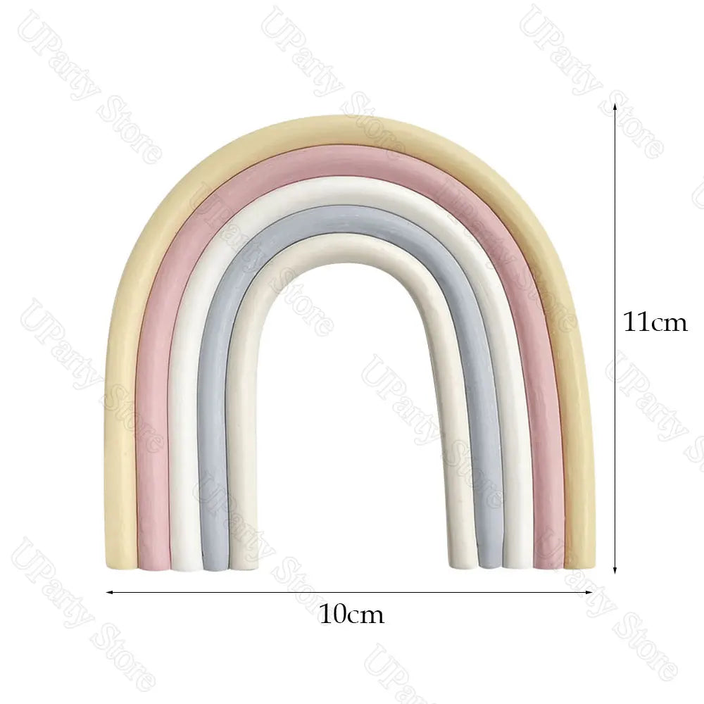 1 Set Balls Rainbow Cake Toppers White Cloud Beige Rainbow Pink Nude Cake Balls for Baby Shower Birthday Cake Decorations Favor