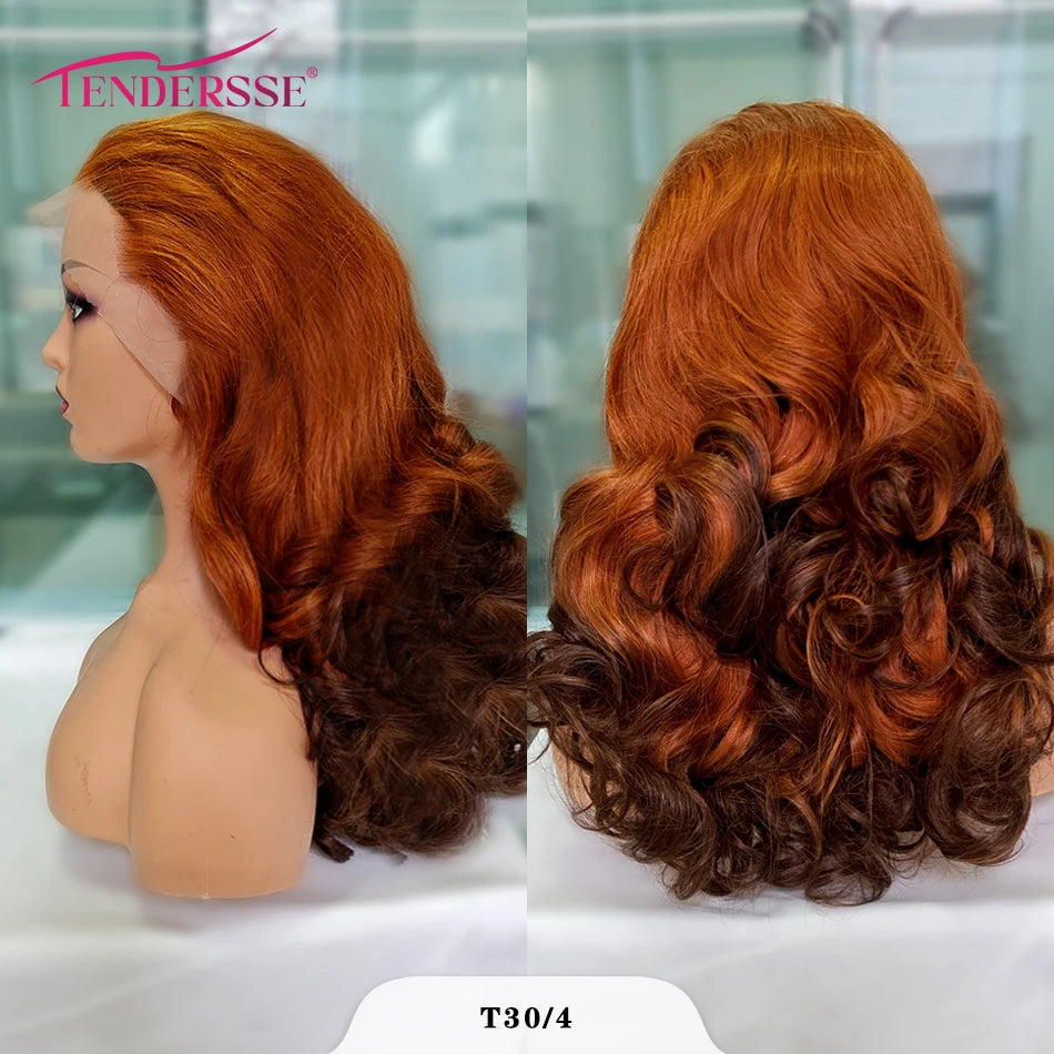 100% Raw Human Hair Bouncy Curly Lace Frontal Wigs 250 Density Ombre Bouncy Loose Wave Double Drawn Hair 13X4 HD Front Lace Wigs