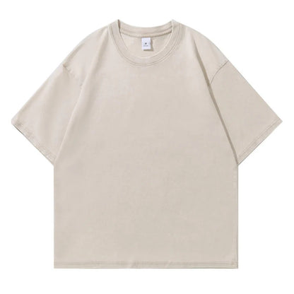 Men's Summer T-shirt 230G Heavy Cotton Vintage Washed T-Shirts Oversized Short Sleeve Loose Streetwear Short Sleeve Tops Tee