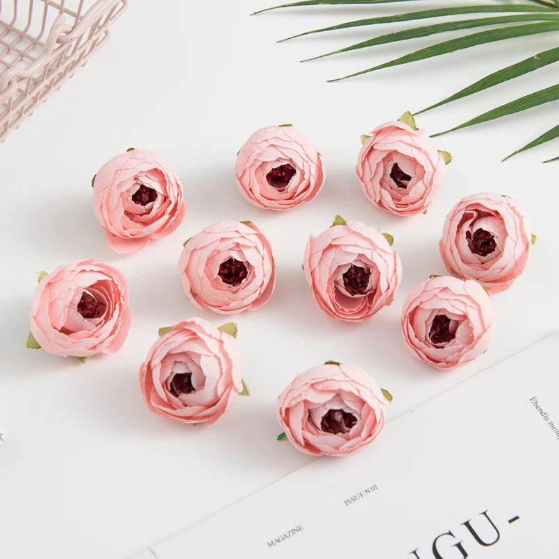 50/100PCS Artificial Flowers Silk Tea Roses Bud Diy Gifts Candy Box Christmas Decorations for Home Garden Wedding Accessories