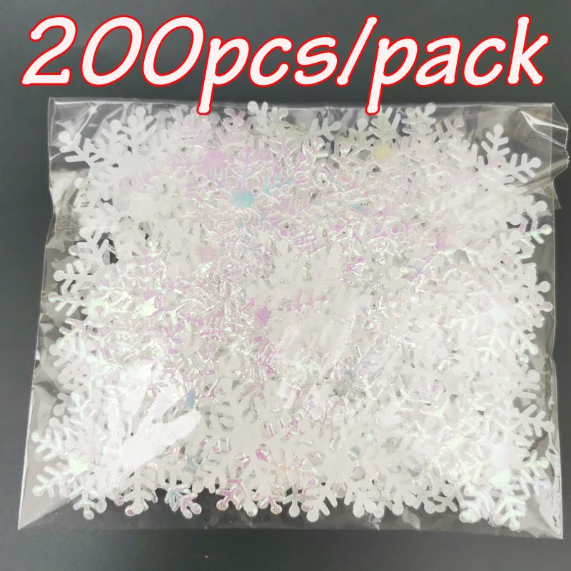 200pcs/lot 3CM Christmas Snowflakes Confetti Artificial Snow Xmas Tree Ornaments Decorations For Home Party Wedding Decor