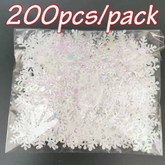 200pcs/lot 3CM Christmas Snowflakes Confetti Artificial Snow Xmas Tree Ornaments Decorations For Home Party Wedding Decor