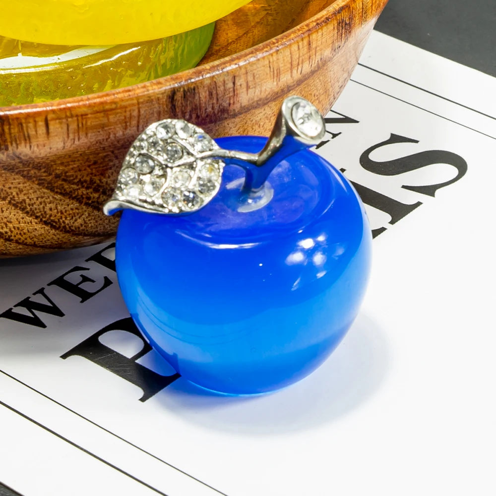 Natural Crystal Apple Jewelry Quartz Home Decoration Christmas Gift 15 Colors Healing Spirit Lucky Halo Desktop Ornament
