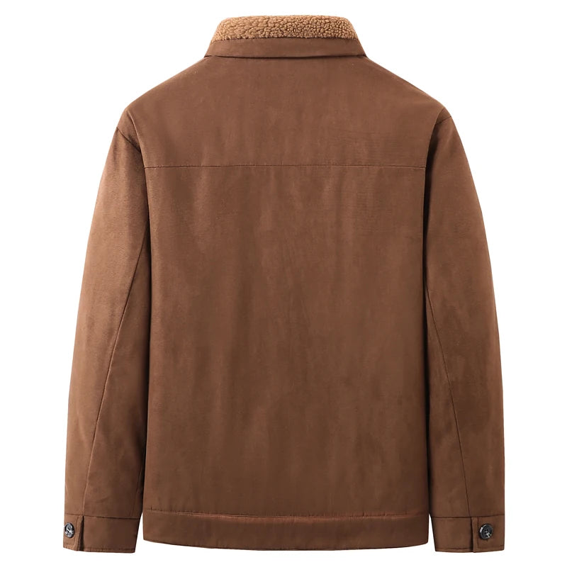 Men's Suede Jacket Autumn Retro Bomber Jacket Fashion Vintage Winter Fleece Jacket Men Parkas Outerwear Thick Warm Coat Clothing