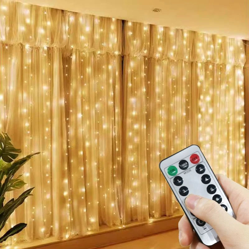 3/6M LED Lights String Fairy Decoration USB Plug Holiday Curtain Lamp 8 Mode for Home Garden Christmas Party New Year Wedding
