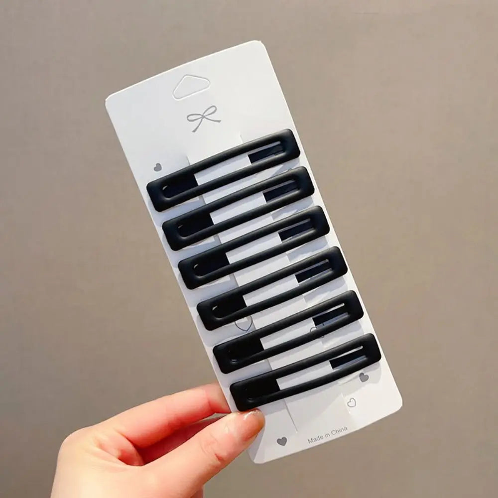 6pcs/set Headwear Korean Style Rectangle Hairpins Frosting Metal Geometry Barrettes Solid Color Hair Clip Daily