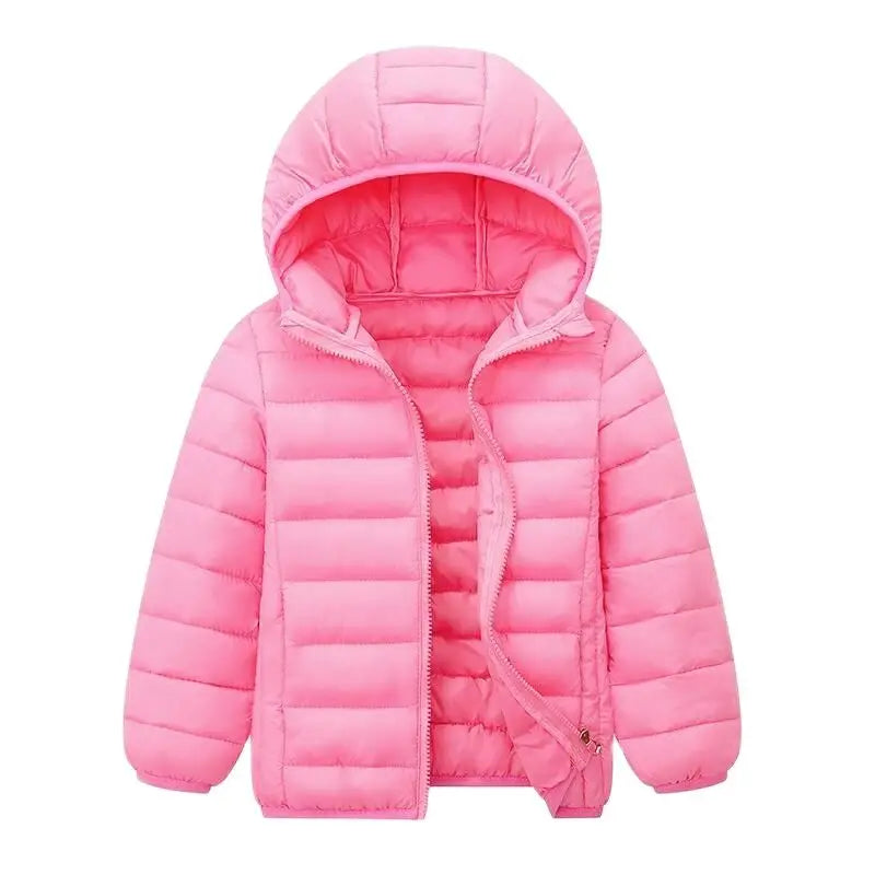Kids Boys Girls Light Down Jackets Children Teen Students Outdoors Sports Outerwear Princess Autumn Zipper Hooded Coat For 3-14Y