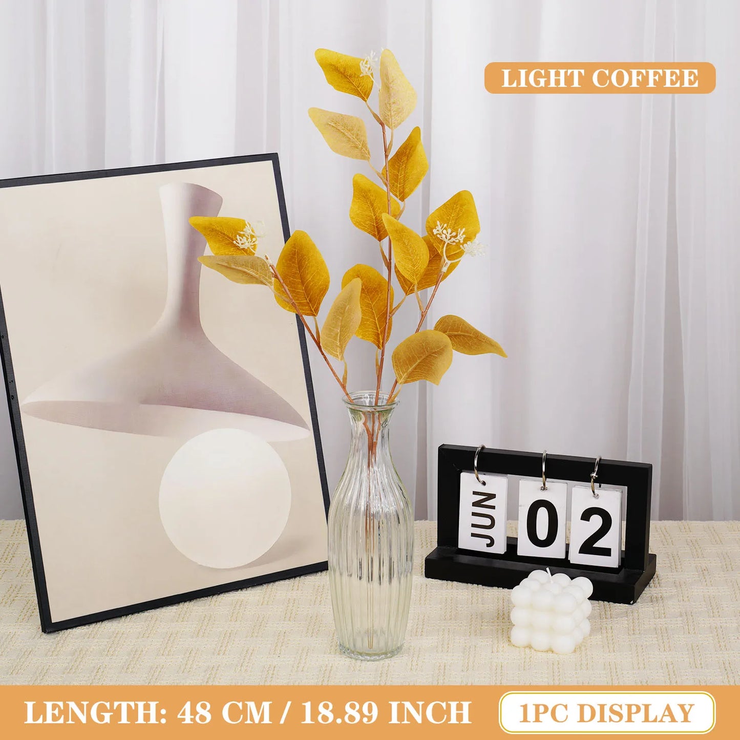 Autumn Artificial Plant Faux Leaves Eucalyptus Long Branch Home Wedding Decoration Silk Flowers Fake Plants Diy Table Decoration