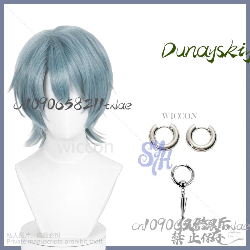 Saja Boy Mystery Huntrix KPop Demon Hunters Cosplay Purple-gray Synthetic Short Straight Hair Wigs Curling Accessories Halloween