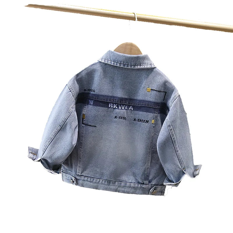 New Casual Baby Kids Denim Jacket with Pocket for Toddler Boy Classic Jeans Coat Infant Child Vintate Blue Jeans Jacket Outfits
