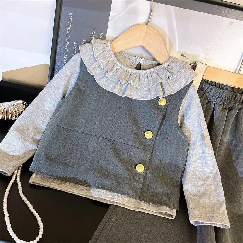 Girls Clothes Sets Spring Autumn 2025 Children Vest Cute T-shirts Pants 3pcs Fashion Suit For Baby School Outfits Kids Tracksuit