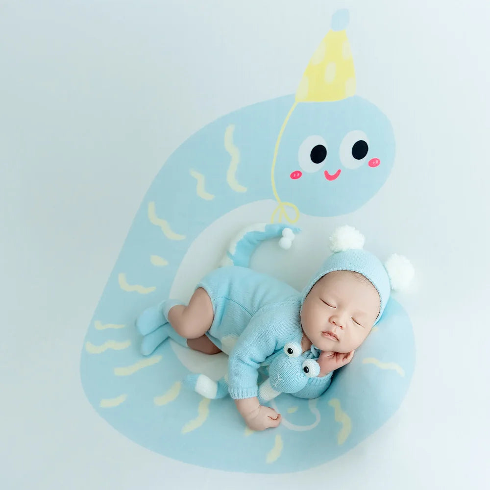 Baby Snake Cosplay Costume Hat+Knitted Jumpsuit with Tail Photography Clothes Cartoon Animal Background Cute Snake Theme Props