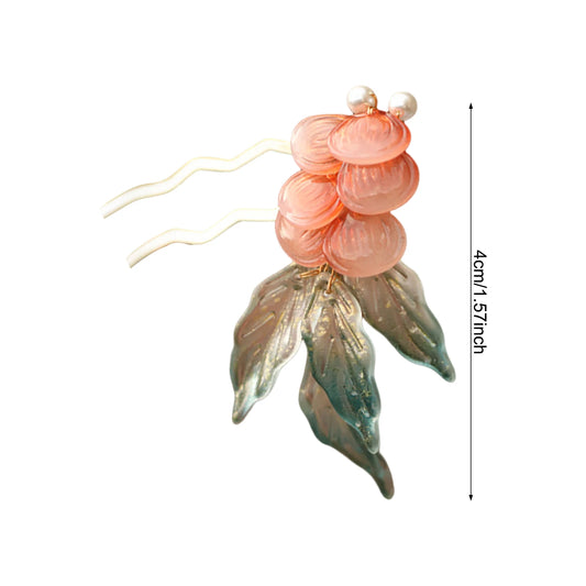 U Shaped Hair Sticks Forks New Chinese Style Flower Leaf Hairpins Side Clips Pearls Tassel Decor Women Chignon Hair Jewelry