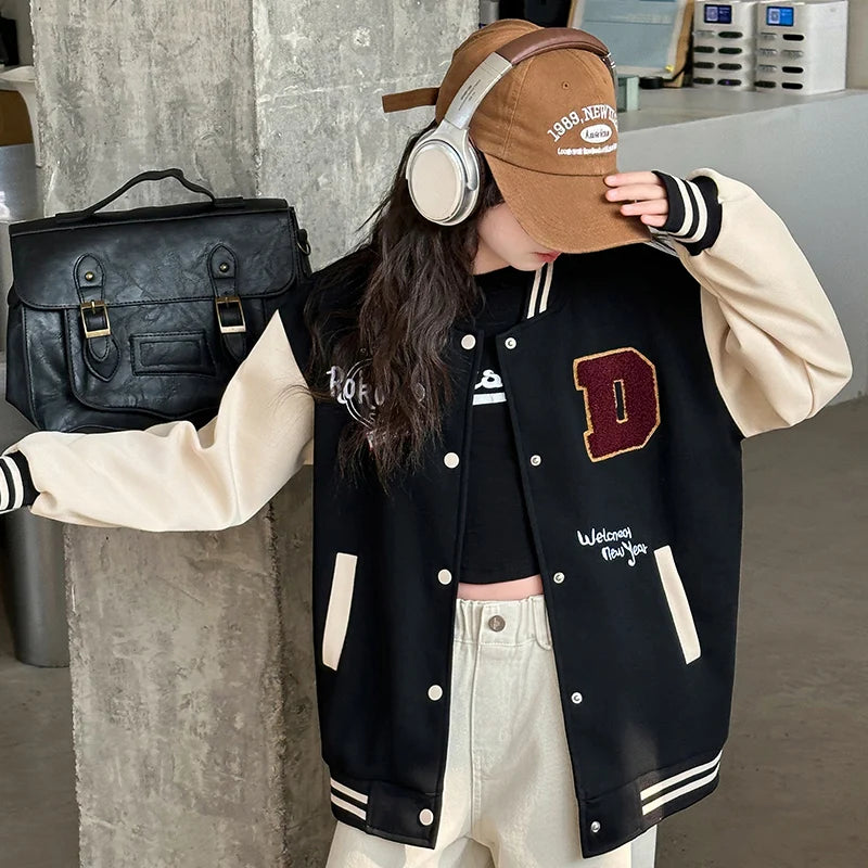 Casual Girl's Spring Autumn Jacket Children Fashionable Baseball Uniform Top for 5 6 7 8 9 10 11 12 13 14 Years Kids Spoty Coat