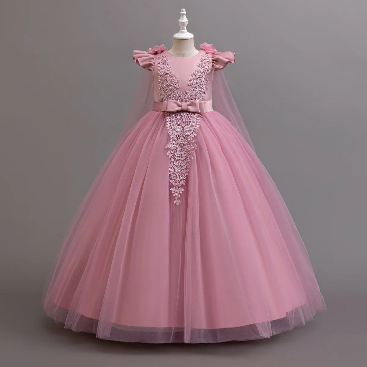 New Long Elegant Dress for Young Girls Flower Girl Princess Dresses White Formal Clothes From 4 to12 Years