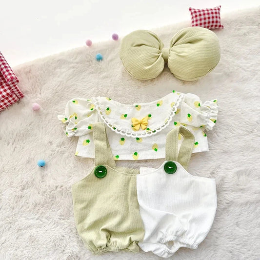 Baby Three Doll Clothes For 400% Large Cute Bow Double Spelling Back Pants Adorable Three-Piece Set Doll'S Accessories Gifts