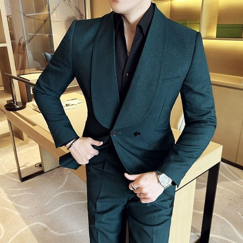 RoyalElite™ Men's Suit – Double-Breasted Business Elegance