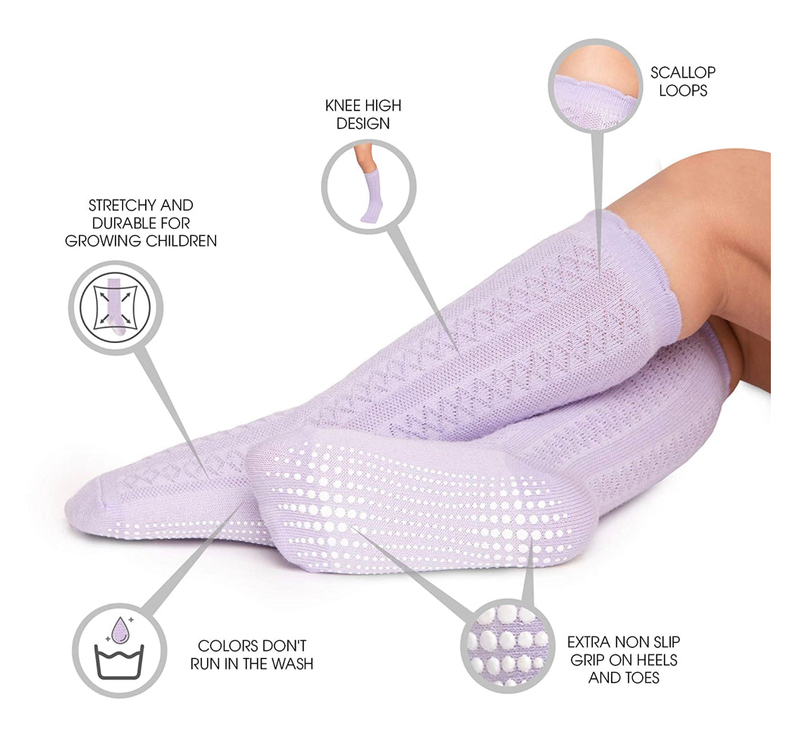 Baby Toddler Non-Slip Knee High Grip Socks - 5 pairs