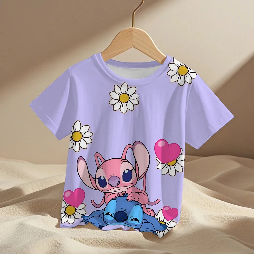 Lilo Stitch Trucksuit Kids T-Shirt Kawaii T Shirt Anime Cartoons Children Casual Clothes Tee Shirt Baby Girl Boy Fashion Y2K Top