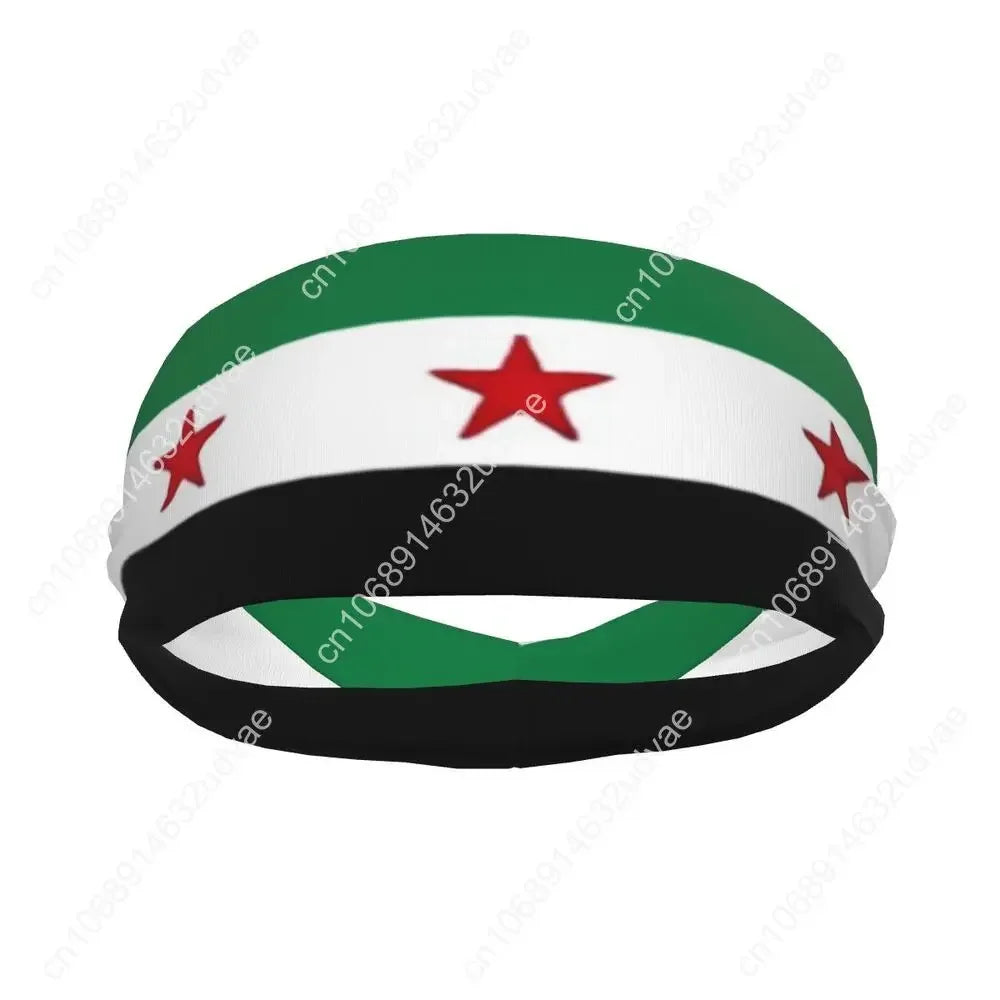 Syrian Sport Sweatbands Flag of Syria Sweat Headband Gym Fitness Hair Bandage Anti-slip Hair Sweat Bands