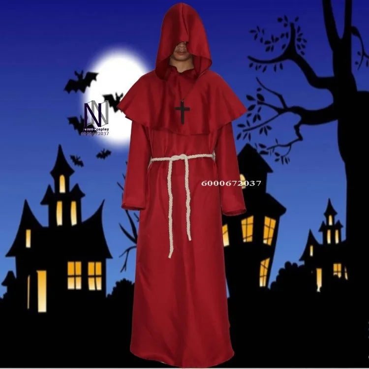 Christmas Medieval Christian Friar/Priest Robes - Witch Wizard Cloak Cape for Party, Death/Ghost/Vampire/Devil Cosplay