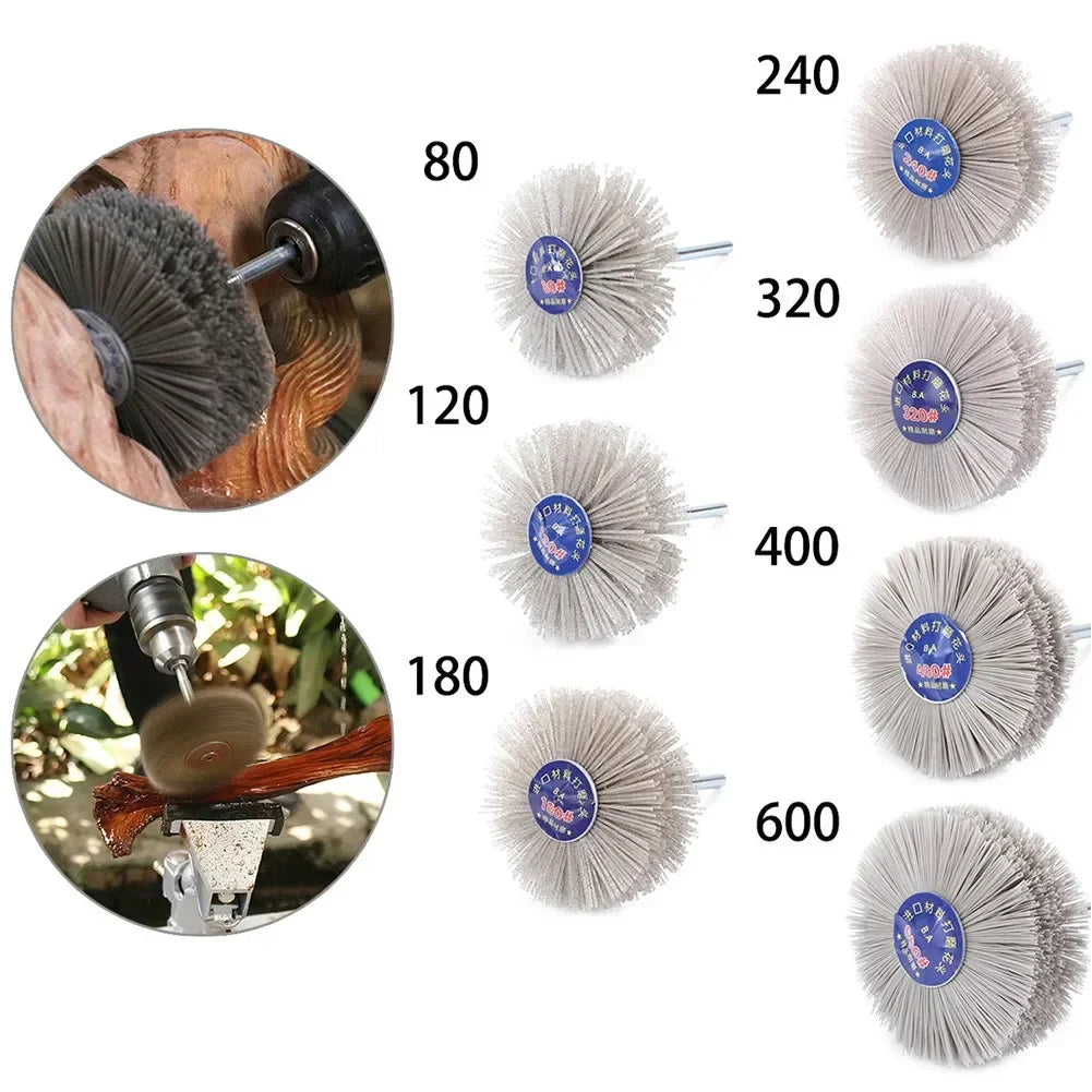 80mm Grinding Wheel Brush Nylon Polishing Abrasive Rotary Woodwork Metal Stone Head Grinder Polishing Brush 80-600 Grit