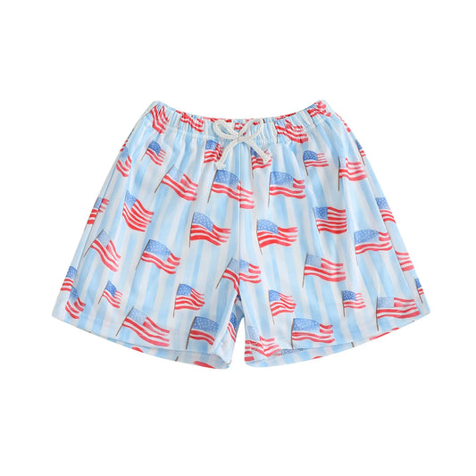 Toddler Boy Patriotic Beach Shorts Flag Popsicle Print Casual Elastic Short Pants for Newborn Baby Cute Clothes