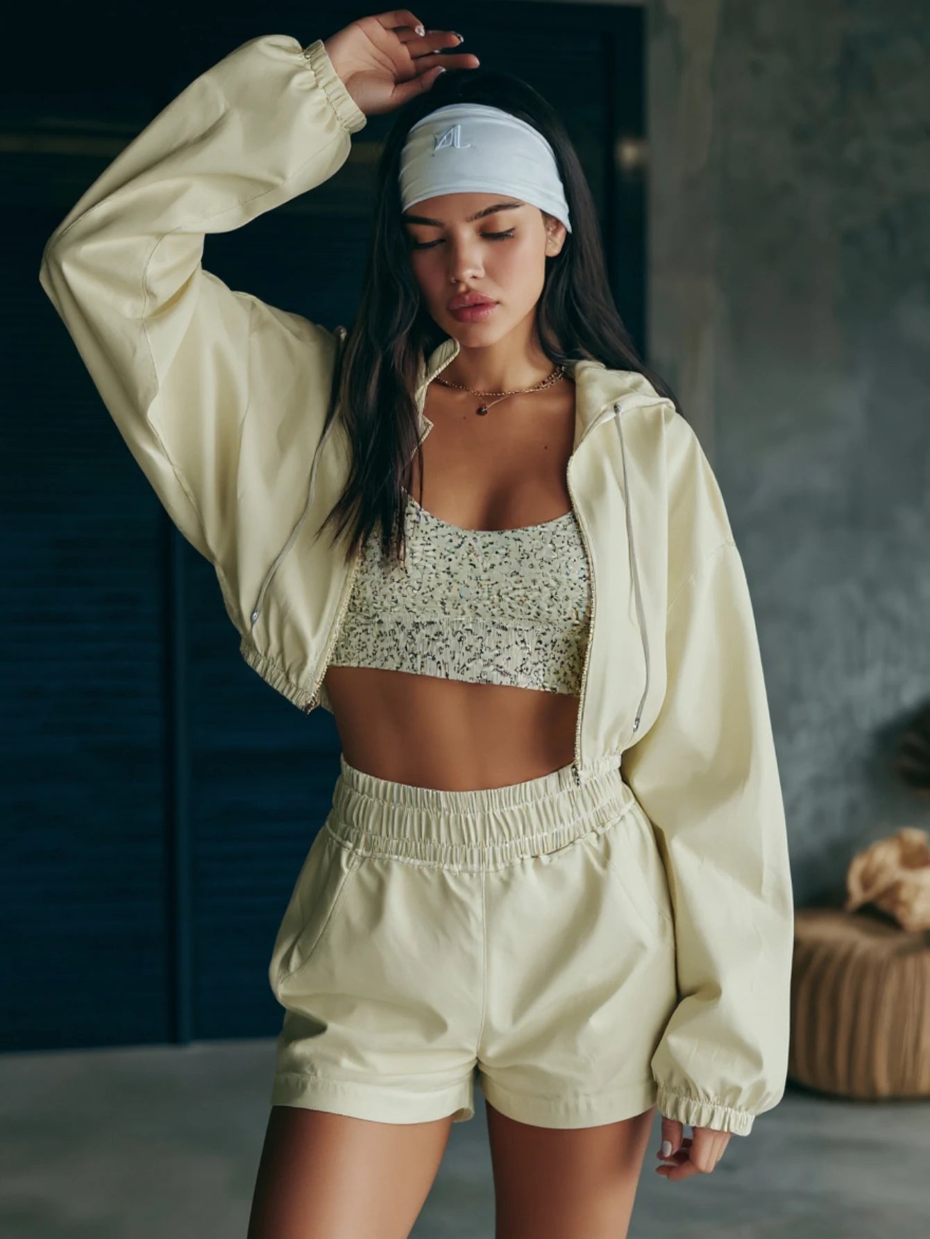 Mia Muse Select Women's Autumn Sets Casual Daily Long Sleeve Hooded Zipper Wrap Coats High Waist Short Shorts Sets