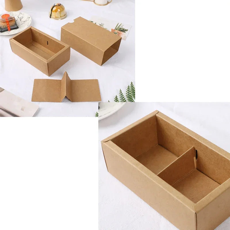 10Pcs 2 Grid Mooncake Boxes Clear Window Cardboard Gift Box Egg Yolk Crisp Cookies Candy Cake Box Birthday Christmas Party Favor