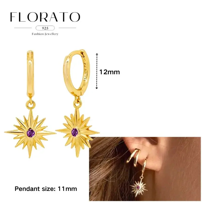 925 Sterling Silver Ear needle European And American Style Hoop Earrings Round square Pendientes Fashion For Women Birthday Gift