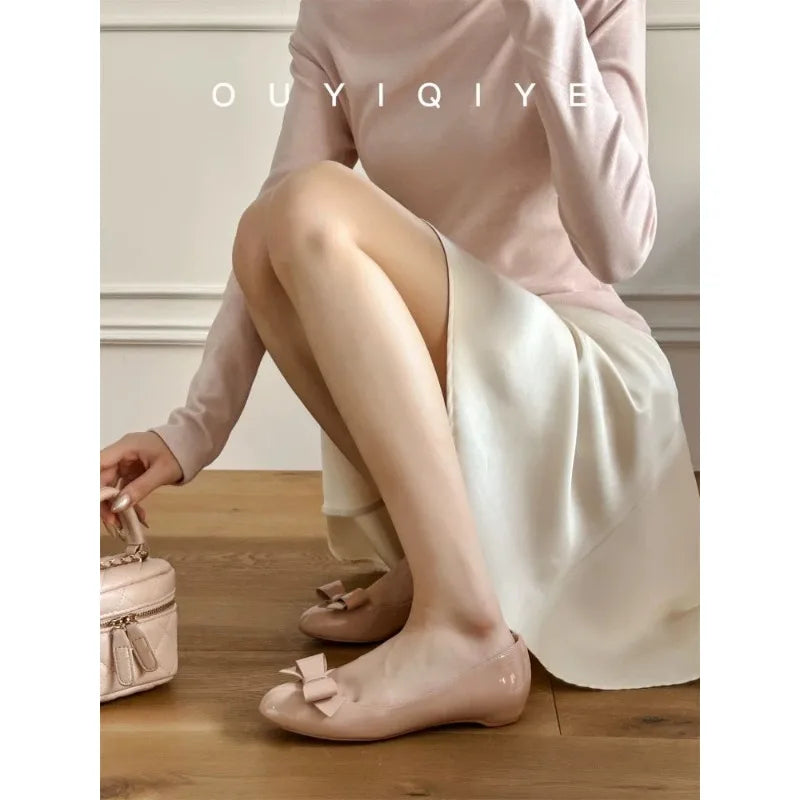 2025 Summer New French Bow Inside Heightened Single Shoes Women's Mary Jane Shoes