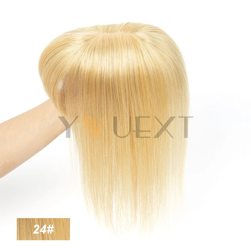 Clip In Hair Pieces Toppers 8"-12" Natural Human Hair Extensions Piece Brown Color Women With Bangs 8x12cm Base