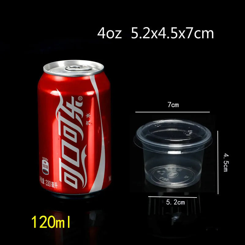 50 PCS Pudding Cup With Lid Disposable Plastic Cups Sauce Baking Jelly Dessert Cups Wedding Small Mini Party Set Cup Bowl Box