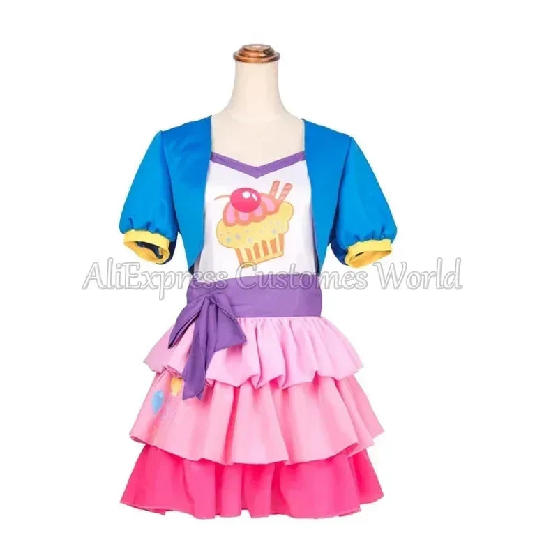 Anime Little Pony Pinkie Pie Cosplay Costume Lovely Princess Skirt Uniform Suit Outfit Halloween Christmas Party Fashion